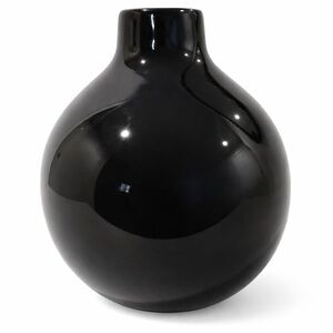 West Elm Black Ceramic Vase Glossy Modern Minimalist Round Decorative Vase